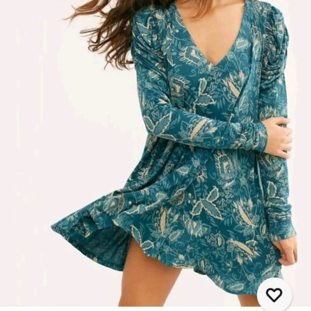 Free People Hello Lover Indigo Mini Dress/Tunic Top Size XS
